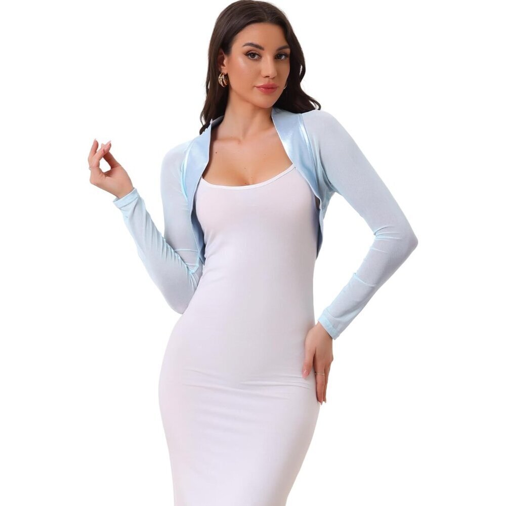 Women's Satin Shrug Mesh Bolero Cover-up for Evening Formal Occasion